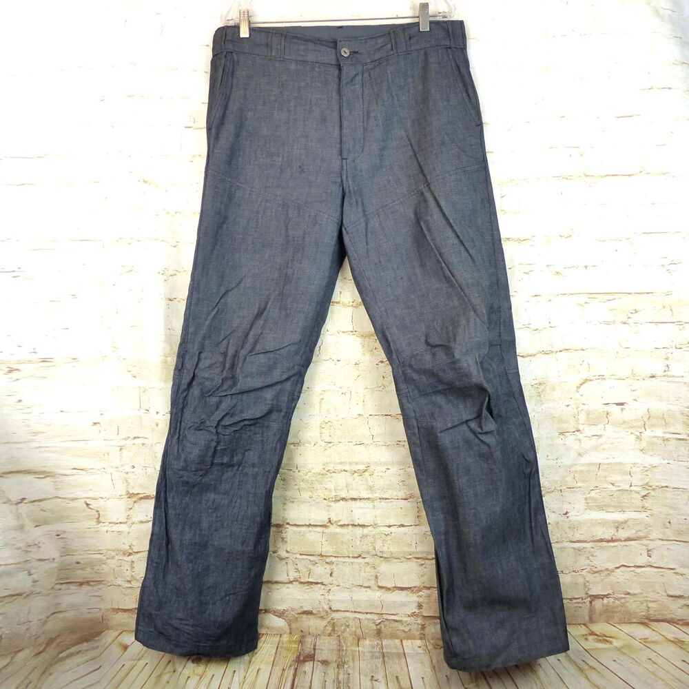 G-Star Raw Pant 33x34 (35x34) Blue Deckpant Chambray 3D Knee Straight Button Fly